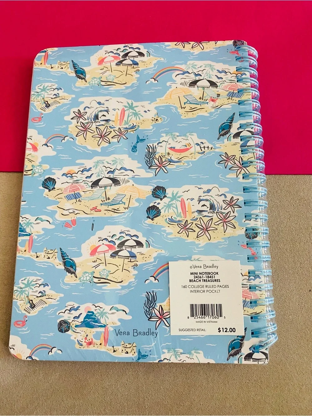 Vera Bradley Mini Spiral Notebook NWT Beach Treasures. 160 pages
